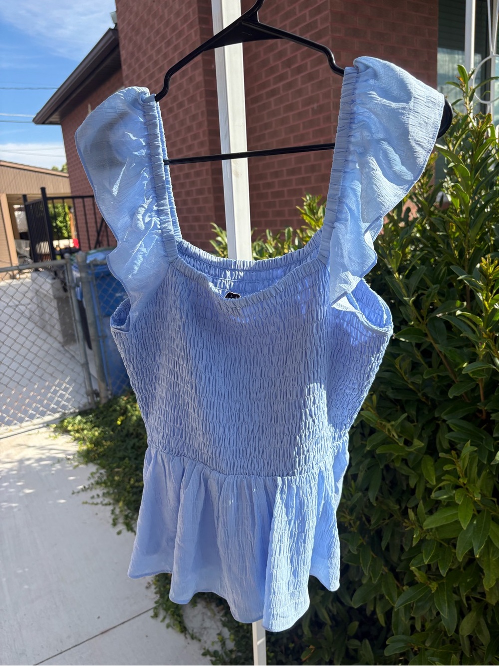 Gilli Light Blue Smocked Ruffle Tank - Picture 2 of 3